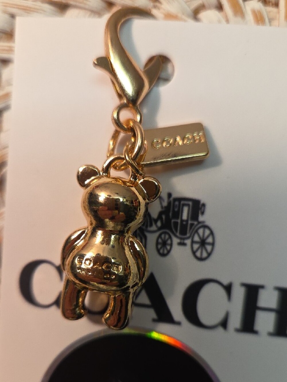 COACH Gold Teddy Bear Clip-On Charm - Picture 3 of 4